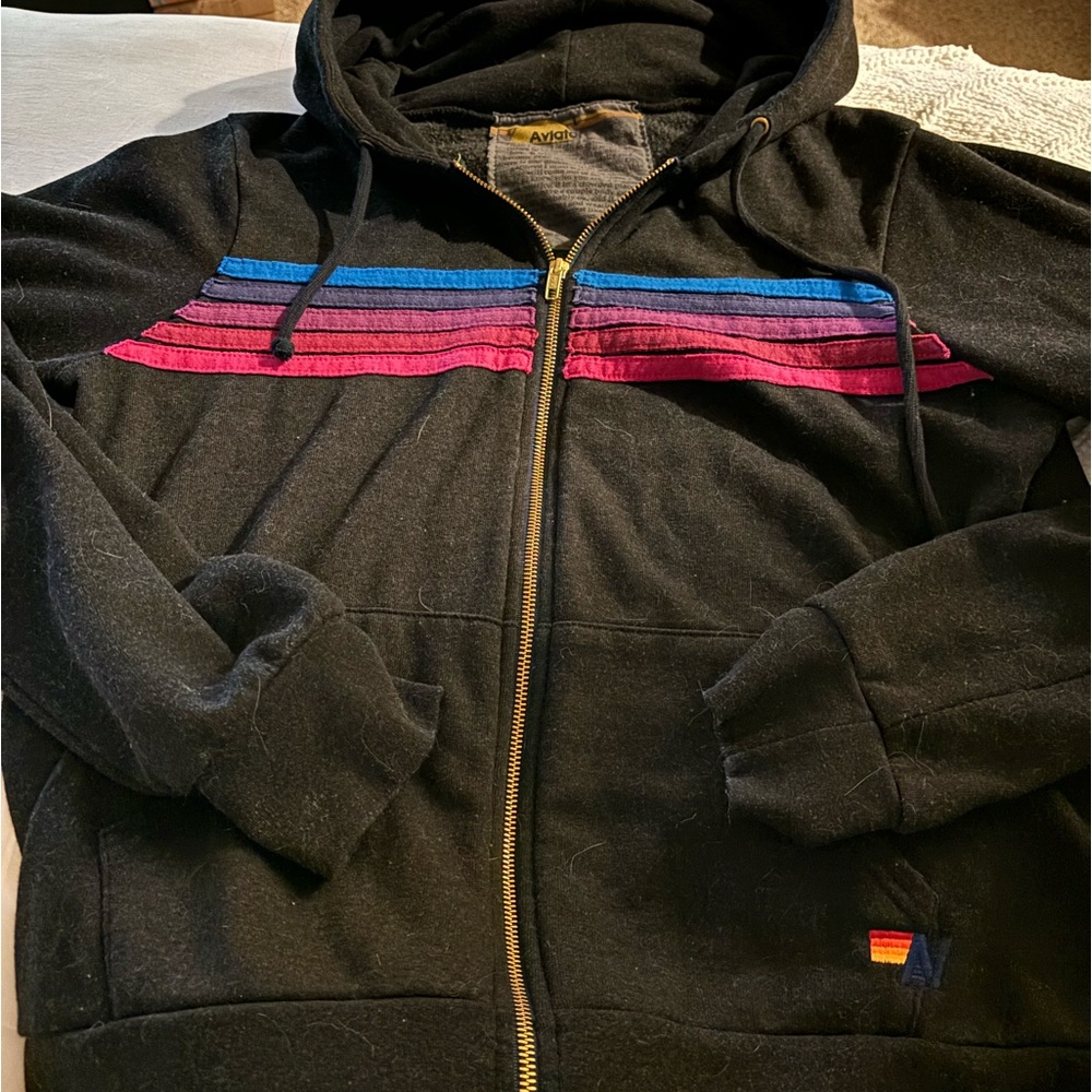 Aviator Nation 5 STRIPE HOODIE - BLACK // PINK PURPLE